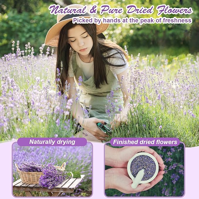 16 Bags Dried Flowers - Natural Dried Herbs Kit for Soap Making, DIY Candle, Resin Jewelry Making, Bath, Witch - Bulk Flowers Include Rose Petals, Lavender, Lemon, Don't Forget Me, Rosemary, and More