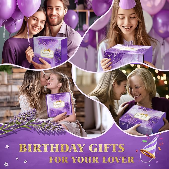 Bath Gift Set for Women, Christmas Stocking Stuffers for Women, Birthday White Elepant Gifts for Wife Her Sister Mom Auntie Grandma Friends, Relaxing Spa Self Care Lavender Bath Bombs Set