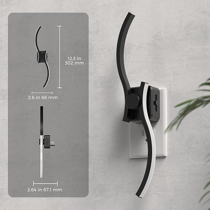 L LOHAS LED Night Light, 2 Pack Night Lights Plug into Wall, Modern Wall Sconces with Dusk to Dawn Sensor, Dimmable Wave Plug in Night Light, 3000K Soft White for Bedroom Living Room