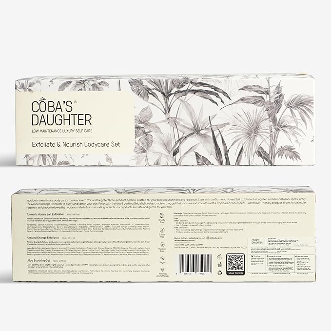 COBA'S DAUGHTER Luxury Spa Gift Set for Women – 3-Piece Mini Body Scrub Trio with Honey Turmeric, Almond Orange & Aloe Vera – Travel Size Self-Care Gift for Holiday, Christmas, Birthday, Wedding Favor