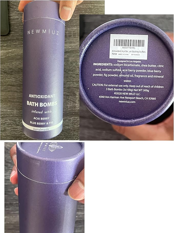 Natural Bath Bombs Skin Nourishing Detox Moisturize Antioxidant Acai Blueberry Luxury Fizzing Spa Bubble Bath Gift Set for Sensitive Skin Stress Relief Relaxation Gift Birthday Christmas