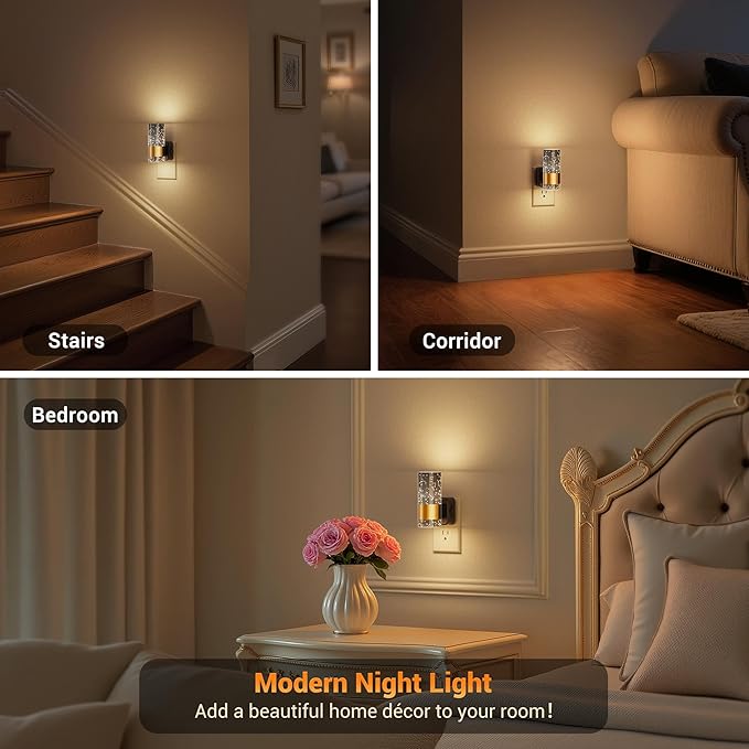 JandCase Night Lights Plug into Wall,Automatic LED Night Light with 0-100LM Dimmable, 3000K Plug in Night Lights with Auto Light Sensor, for Bathroom Hallway Decor