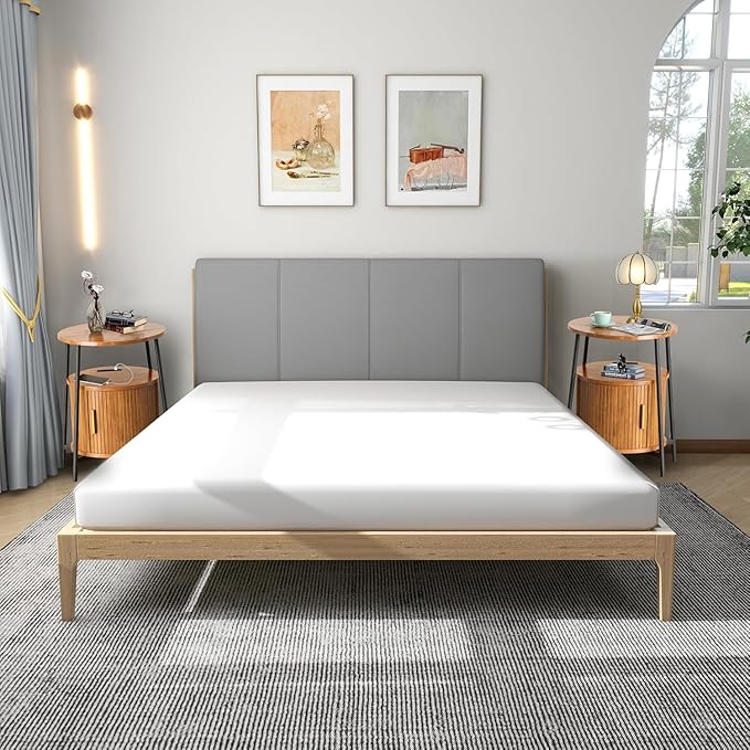 End Tables Set of 2 & Charging Station, Fluted Accent Side Table with Sliding Door, Mid-Century Modern Nightstand Set of 2 for Small Space, Living Room, Bedroom Sofa Couch (2, Yellow Walnut)