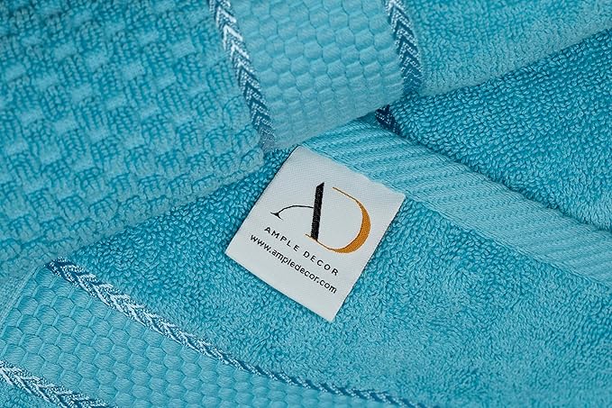 Ample Decor Washcloth Set of 200 Sky Blue 100% Cotton - Qucik Dry Popcorn Textured - Mulaayam Collection - 12 X 12 Inch