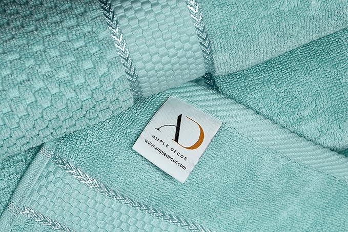 Ample Decor Mint Green Wash Cloth Set of 5 100% Cotton - Quick Dry, Highly Absorbent, Popcorn Textured - Mulaayam Collection - 12 X 12 Inch