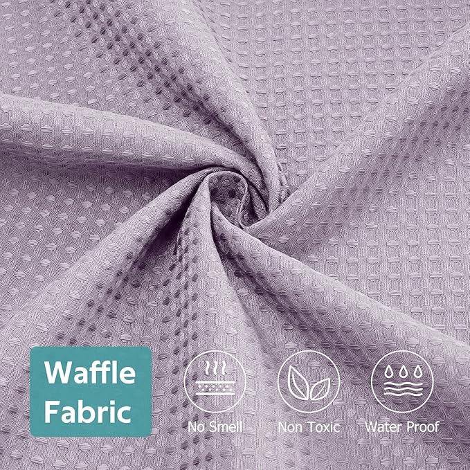 3 in 1 Shower Curtain Set, Waffle Shower Curtain and Liner Set with 12 Double Sided Shower Curtain Hooks, 258GSM Luxury Weighted Cloth Shower Curtains for Bathroom, 72 W x 72 H, Lavender