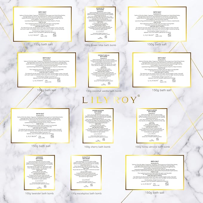 Luxury Christmas Gifts 15-Piece Floral 6 x 150g Bath Salt & 6 x 100g Bath Bomb Gift Set for Mothers Day Gifts, Bath & Body Gift Set for Women, Self Care Kit Elegant Box | Birthday Gifts