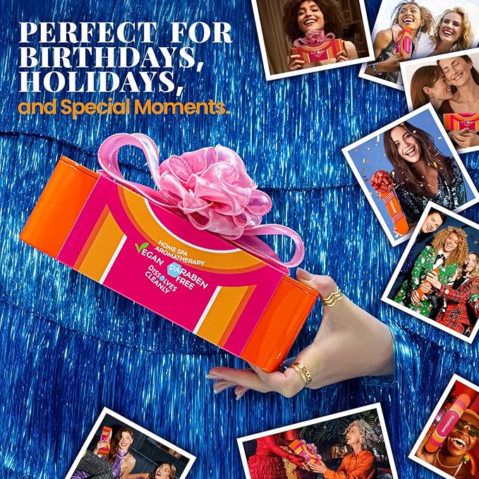 Crystal Bath Bomb Gift Set – 12 Pack with 6 Natural Scents, Organic Shower Bombs with Nourishing Bath Salts, Stress Relief Bubble Spa, Self Care Gifts for Women, Mom, Wife, and Daughter