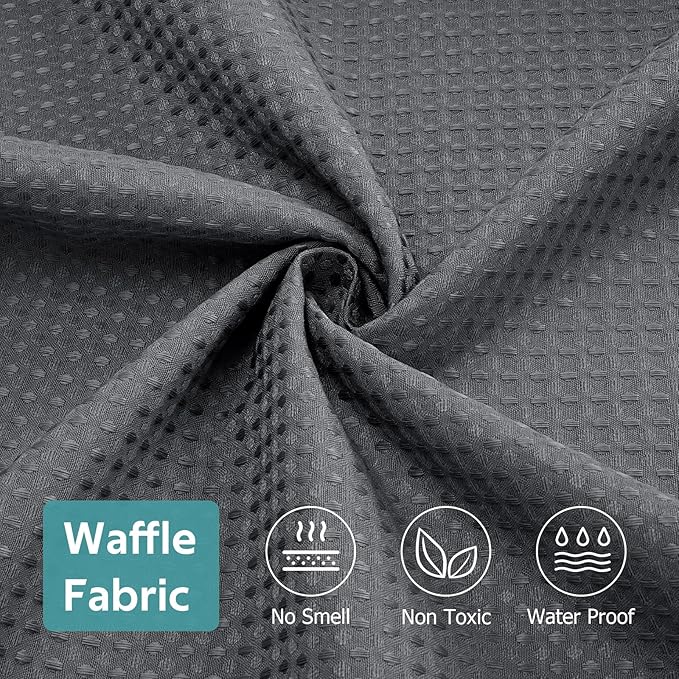 3 in 1 Shower Curtain Set, Waffle Shower Curtain and Liner Set with 12 Double Sided Shower Curtain Hooks, 258GSM Luxury Weighted Cloth Shower Curtains for Bathroom,72 W x 72 H,Graphite Gray