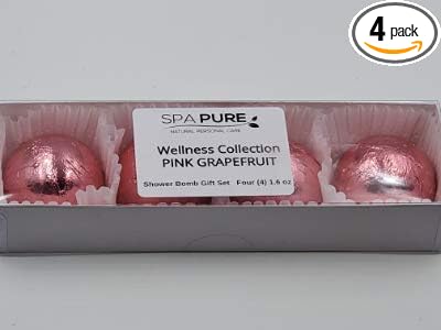 Spa Pure Pink Grapefruit Aromatherapy Shower Steamers Bombs - Shower Bombs with Essential Oils – Unisex Bath Melts - Self Care and Relaxation Shower Steamer - Enjoy Spa at Home - (4 Count)