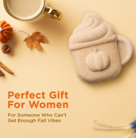 Pumpkin Spice Latte Bath Bomb for Women & Girls – Luxury Fall Bath Bombs (Giftable Packaging) - Natural & Relaxing Fall Gift - Vanilla, Cinnamon & Pumpkin Scented - Holiday Gift for Women