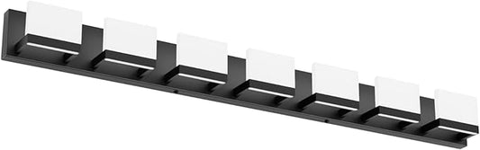 Tipace LED Modern Bathroom Vanity Light Fixtures, 7 Lights Black Vanity Lighting for Bathroom Wall Lights Up and Down LED Light Fixtures Over Mirror(White 6000K)