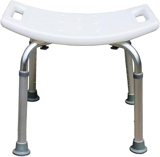 Bath Shower Safety Chair Seat, Adjustable and Anti-Slip Bench Bathtub Stool for Elderly or Seniors (White ShowerChair)