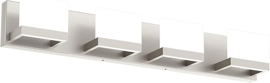 Tipace 4 Lights LED Modern Vanity Light Brushed Nickel Bathroom Lighting Fixture Up and Down Bathroom Wall Light Over Mirror(White Light 6000K)