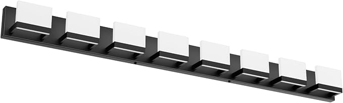 Tipace 8 Lights Modern LED Black Vanity Light for Bathroom Wall Light Up and Down LED Bathroom Light Fixtures Over Mirror(White Light 6000K)