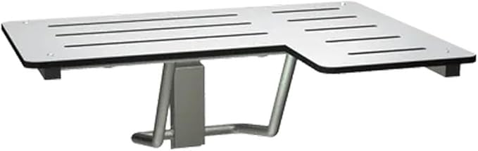 Heavy Duty Folding Shower Seat – Wall-Mounted ADA-Compliant Commercial Bath Seat – Phenolic, Space-Saving, Slip-Resistant, Left Hand Installation