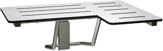 Heavy Duty Folding Shower Seat – Wall-Mounted ADA-Compliant Commercial Bath Seat – Phenolic, Space-Saving, Slip-Resistant, Left Hand Installation