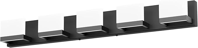 Tipace 5 Lights Modern Black Vanity Light Up and Down Black LED Vanity Light Fixtures Bathroom Wall Light Over Mirror 6000K