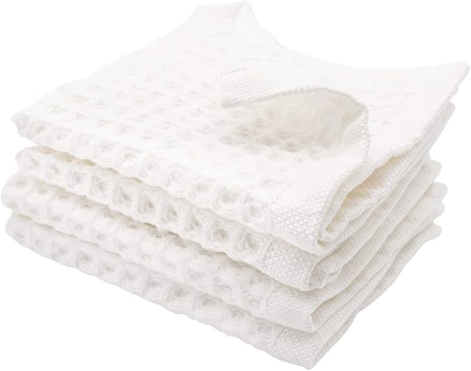 sea me at home Waffle Washcloths Set, 100% Turkish Cotton (White)