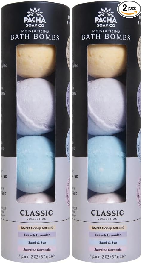 Pacha Soap Co. Bath Bomb Variety Set - Classic Scents, Handcrafted & Moisturizing Formula with Clean Ingredients, Paraben, Sulfate, Phthalate, SLS, and Dye-Free, Made in the USA, 2-Pack, 8 oz Each