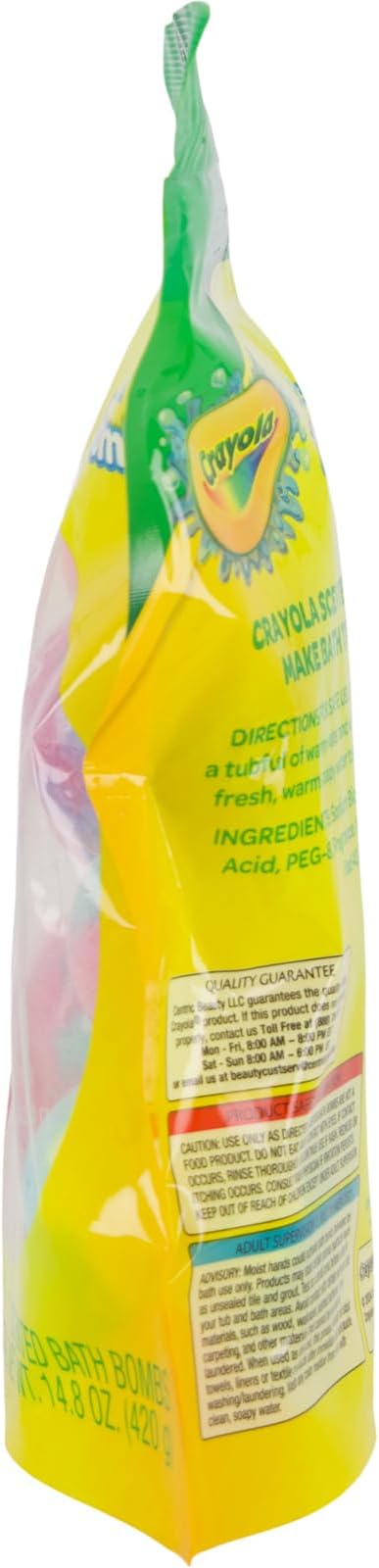 Crayola Colorful Scented Bath Bombs for Kids, Color You Bath Non-Toxic Bathbomb Fizzies for Boys Girls Holiday Stocking Stuffer, Grape Jam, Laser Lemon, Cotton Candy, & Bubble Gum Scents