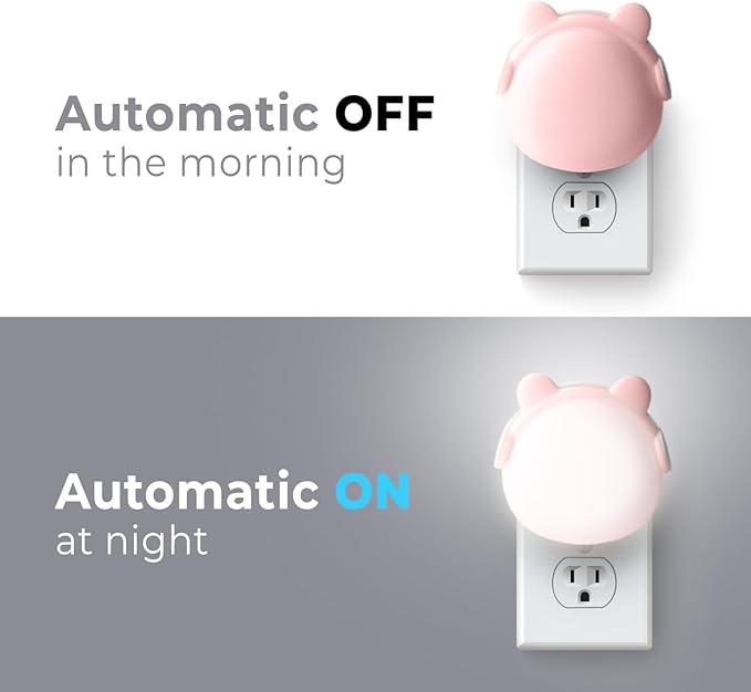 Mini Bear Night Light for Boys and Girls - Cute Printed LED Lamp, Plug-in Night Light for Bedroom, Bathroom, Kitchen - 0.5W Plastic Bear Design, Perfect for Kids' Rooms (Pink)