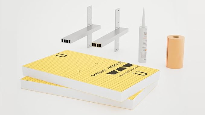 Floating Shower Bench Kit with Orange Waterproof Board - Original Shower Bench Bracket® (14x36)-Shower Bench,Bench Seat, DIY Shower Benches, Space Efficiency,1 Count