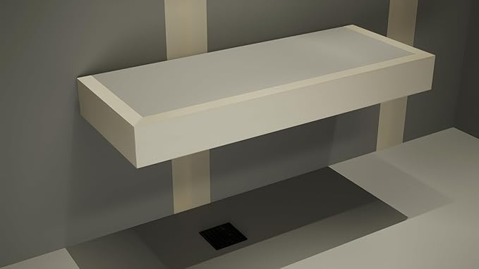 The Original Granite Bracket Floating Shower Bench Kit with Concrete Mesh Board (14x84) - Shower Bench, Bench Seat, DIY Shower Benches,Bathroom Décor, Space Efficiency,1 Count