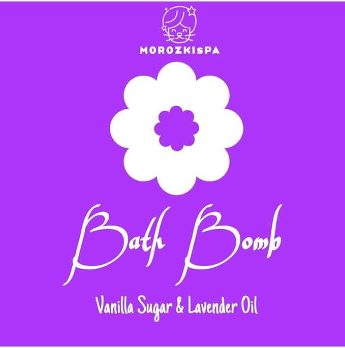 Bath Bomb Premium Quality Spa Salt Fizzy Bombs Vanilla Sugar & Lavender Oil (7.6 oz 200g), Bath Magic Elixir,100% Natural, Gift for Her, Him, Kids, Selfcare, Halloween, Christmas, Birthday Gift