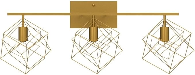 Bathroom Vanity Light with 3 Bulbs Bathroom Light Fixtures Over Mirror with 3 Rotatable Cube Shades Modern Wall Mounted Brushed Brass Gold