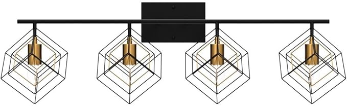 4 Light Vanity Light for Bathroom,Bathroom Light Fixtures Over Mirror with Rotatable 4 Cube Shades, Modern Wall Mounted Lights Matte Black,Industrial Black Vanity Light for Hallway Living Room