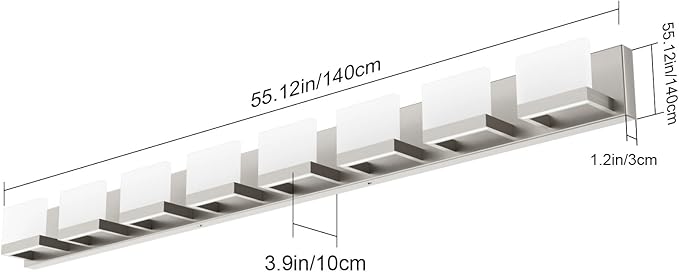 Tipace 8 Lights LED Modern Vanity Light Brushed Nickel Bathroom Lighting Fixture Up and Down Bathroom Wall Light Over Mirror(White Light 6000K)