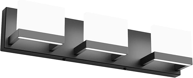 Tipace Black LED Vanity Lighting Fixture Modern 3 Lights Vanity Lights for Bathroom Black Bathroom Wall Light Fixtures 6000K