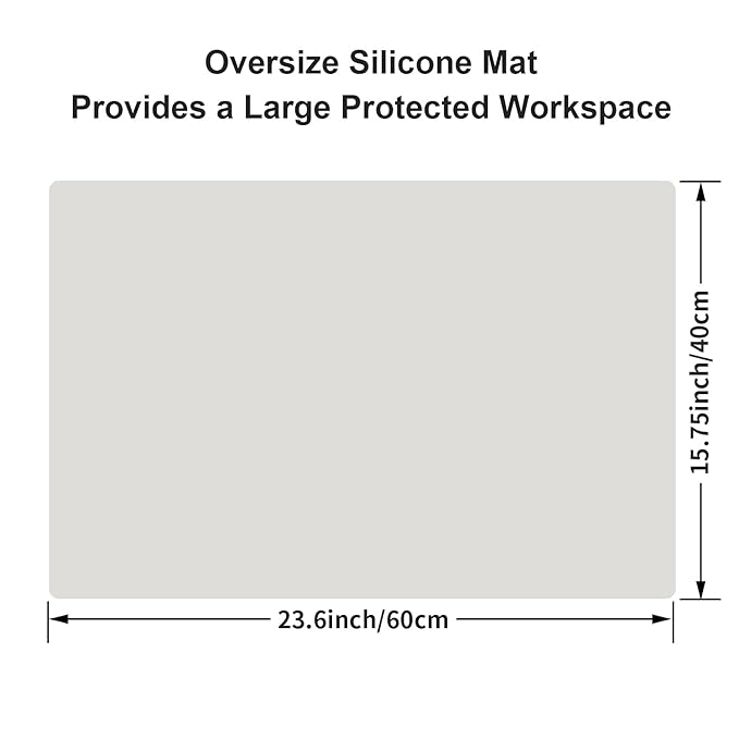 2 Pack Extra Large Silicone Mats for Countertop - Counter Table Protector Placemats for Baking Crafts, Light Gray Kids Dinner Placemat Nonstick Nonskid Heat-Resistant Kitchen Pad, 23.6'' x 15.6''