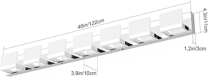 Tipace LED Modern Bathroom Vanity Light Fixtures, 7 Lights Chrome Vanity Lighting for Bathroom Wall Lights Up and Down LED Light Fixtures Over Mirror(White Light 6000K)