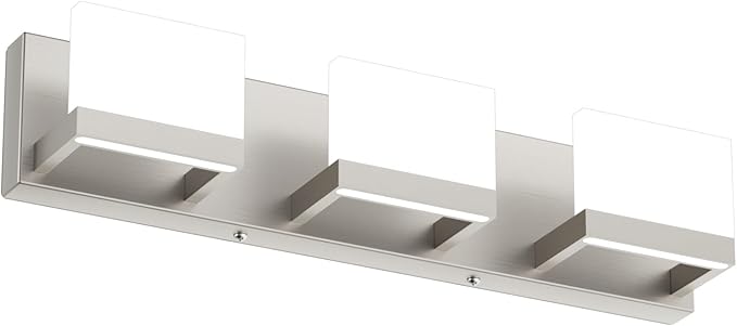 Tipace 3 Lights LED Modern Vanity Light Brushed Nickel Bathroom Lighting Fixture Up and Down Bathroom Wall Light Over Mirror(White Light 6000K)