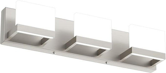 Tipace 3 Lights LED Modern Vanity Light Brushed Nickel Bathroom Lighting Fixture Up and Down Bathroom Wall Light Over Mirror(White Light 6000K)