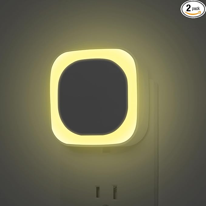 2 Pack Warm White Night Light, Gentle Eye-Care with Dimmable Soft Glow & Indirect Reflection, Auto Dusk to Dawn Sensor, Plug in Nightlight for Nursery, Kids Room, Bedroom, Hallway