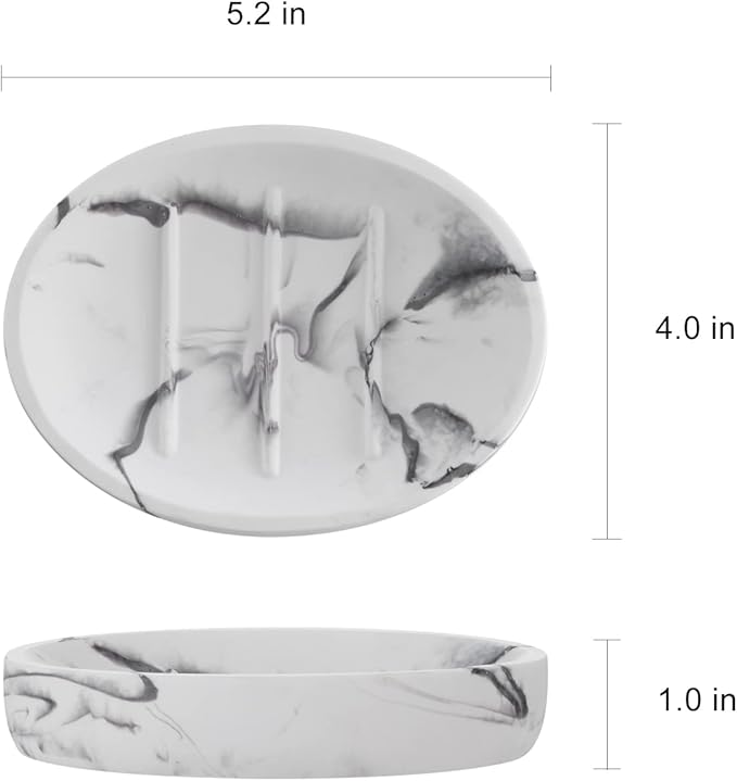 2 Pack Resin Soap Dish, Marble Look Soap Holder Shower Soap Dishes for Bar Soap, Bar Soap Holder Soap Tray Soap Saver for Shower Bathroom Kitchen Sink