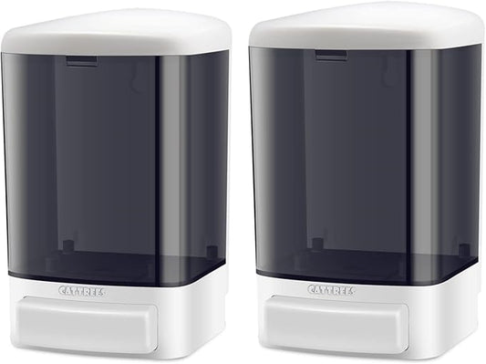 2 Pack 33.8 oz Manual Wall Mounted Soap Dispenser Kitchen Bathroom Hand Commercial Soap Dispenser Refillable for Liquid Containers Shampoo Gel Chamber-Plastic Black