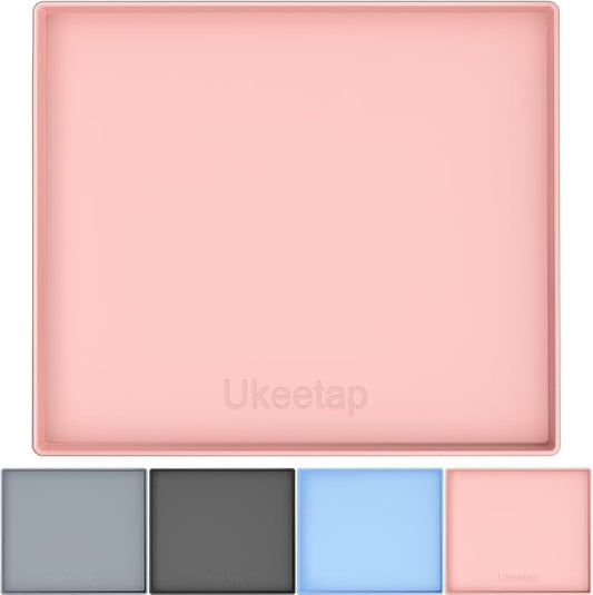 22" x 19" Heavy Duty Waterproof Silicone Mat with Raised Edge, Under Sink Mat for Kitchen & Bathroom, Kitchen Cabinet Liner, Multi-Purpose for Storage & Protection, Pink