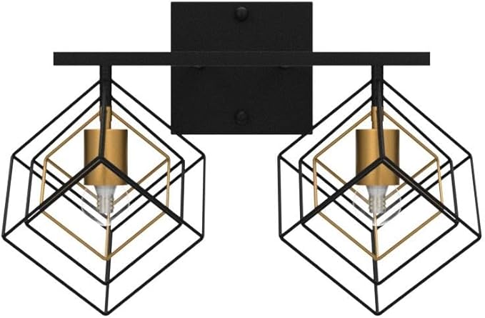 Bathroom Vanity Light with 2 Bulbs Bathroom Light Fixtures Over Mirror with 2 Rotatable Cube Shades Modern Wall Mounted Matte Black