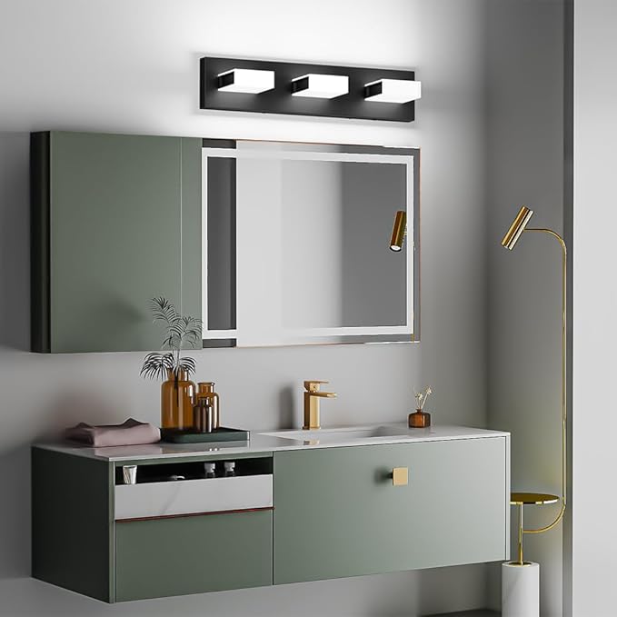 Aipsun Modern Bathroom Light Fixtures - 3 LED Vanity Lights for Over Mirror, White Light 6000K