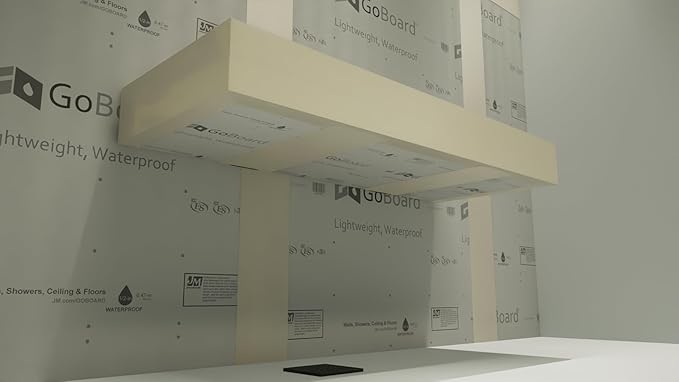 Floating Shower Bench Kit with GoBoard® - Original Shower Bench Bracket® (46")-Great for New Constructions or Bathroom Renovations, Ready to Tile Shower Bench