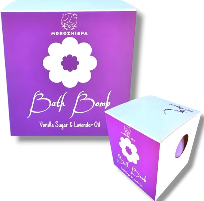 Bath Bomb Premium Quality Spa Salt Fizzy Bombs Vanilla Sugar & Lavender Oil (7.6 oz 200g), Bath Magic Elixir,100% Natural, Gift for Her, Him, Kids, Selfcare, Halloween, Christmas, Birthday Gift