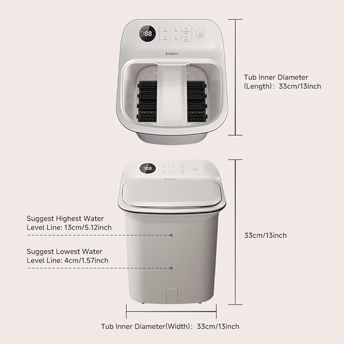 13-inch Foot Spa with Fully Automatic Electric Massage Dual-Action System, Integrating Electric Massage Rollers and Shiatsu Functionality, Featuring a Timer and Water Temperature Control