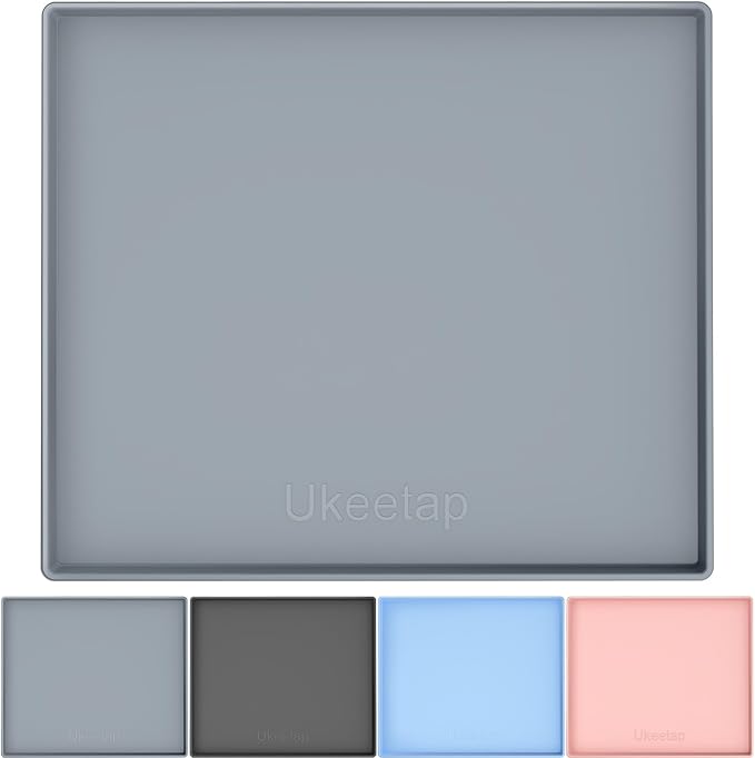 22" x 19" Heavy Duty Waterproof Silicone Mat with Raised Edge, Under Sink Mat for Kitchen & Bathroom, Kitchen Cabinet Liner, Multi-Purpose for Storage & Protection, Gray