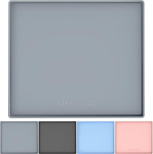 22" x 19" Heavy Duty Waterproof Silicone Mat with Raised Edge, Under Sink Mat for Kitchen & Bathroom, Kitchen Cabinet Liner, Multi-Purpose for Storage & Protection, Gray