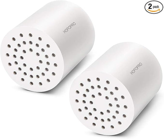 HOPOPRO NBC News Recommended Brand 18 Stages Shower Filter Replacement 2 Pack High Output Shower Filter Cartridge Replacement for Shower Systems Removing Chlorine Fluoride Heavy Metals