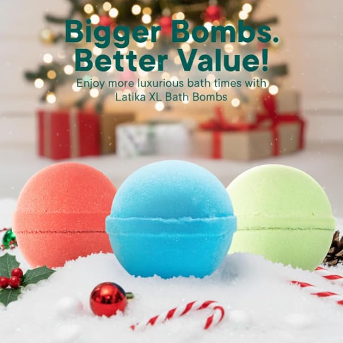 Latika Holiday Bath Bomb Box - Santa for Ultimate Relaxation and Skin Nourishment a Perfect Holiday Gift